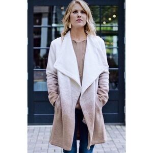 BB Dakota Women's Emerson Ombre Wool-Blend Coat Cream & Tan Size Medium EUC